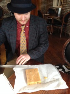 Sam limbers up to cut a precise 175g square without scales